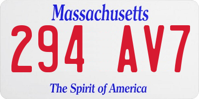 MA license plate 294AV7