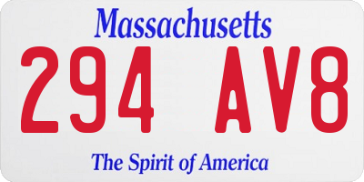 MA license plate 294AV8