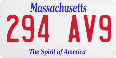 MA license plate 294AV9