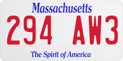 MA license plate 294AW3