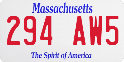 MA license plate 294AW5