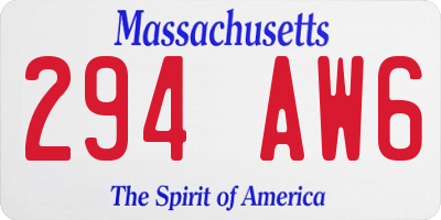 MA license plate 294AW6