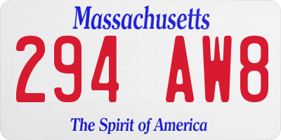 MA license plate 294AW8