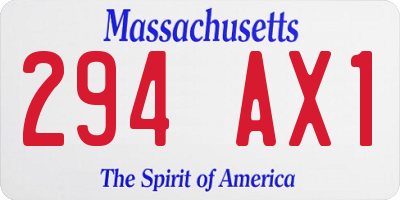 MA license plate 294AX1