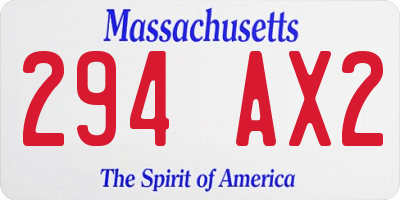 MA license plate 294AX2