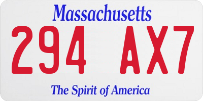 MA license plate 294AX7