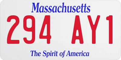 MA license plate 294AY1