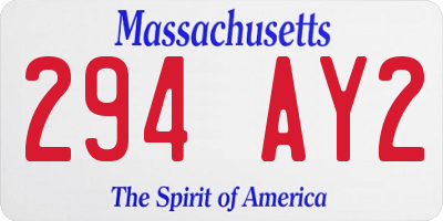MA license plate 294AY2