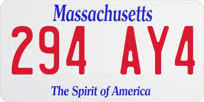 MA license plate 294AY4