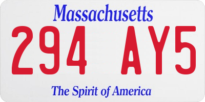 MA license plate 294AY5