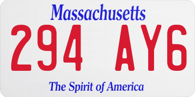 MA license plate 294AY6