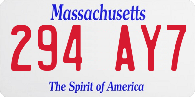 MA license plate 294AY7