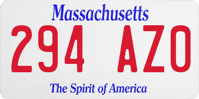 MA license plate 294AZ0