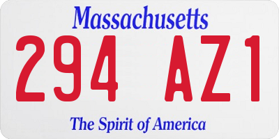 MA license plate 294AZ1