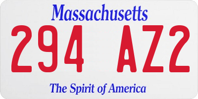 MA license plate 294AZ2