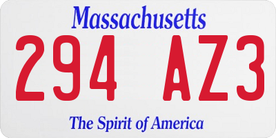MA license plate 294AZ3