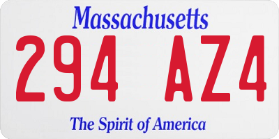 MA license plate 294AZ4