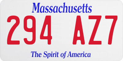 MA license plate 294AZ7