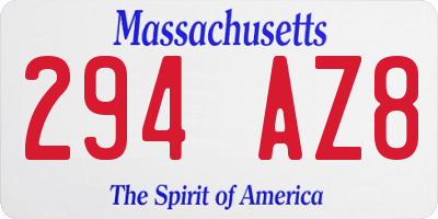 MA license plate 294AZ8