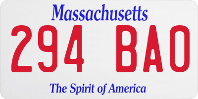 MA license plate 294BA0