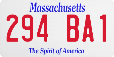 MA license plate 294BA1