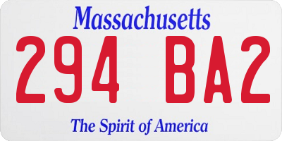 MA license plate 294BA2