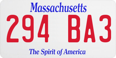 MA license plate 294BA3