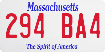 MA license plate 294BA4