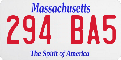 MA license plate 294BA5