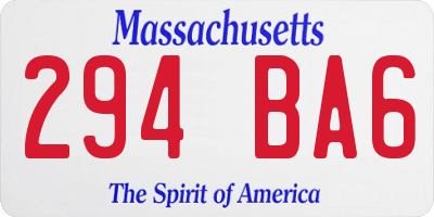 MA license plate 294BA6