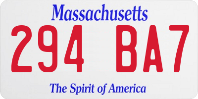 MA license plate 294BA7