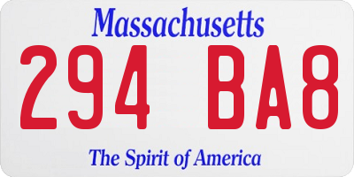 MA license plate 294BA8