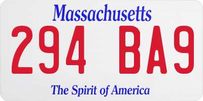 MA license plate 294BA9