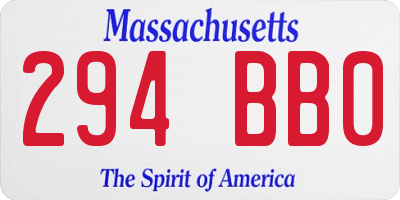 MA license plate 294BB0