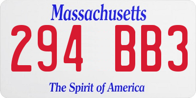 MA license plate 294BB3