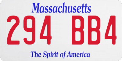 MA license plate 294BB4
