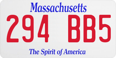 MA license plate 294BB5