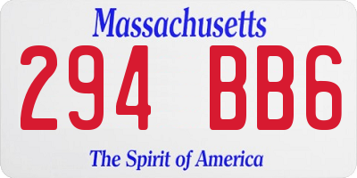 MA license plate 294BB6