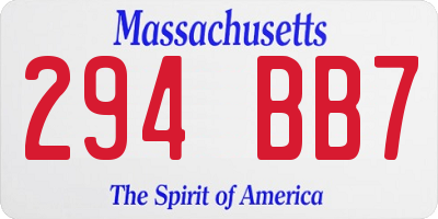 MA license plate 294BB7