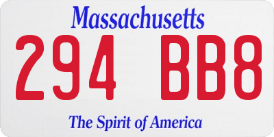 MA license plate 294BB8