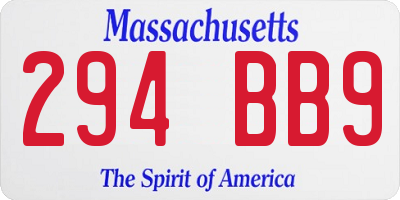 MA license plate 294BB9