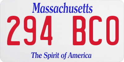 MA license plate 294BC0