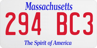 MA license plate 294BC3