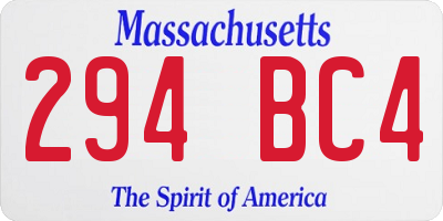 MA license plate 294BC4