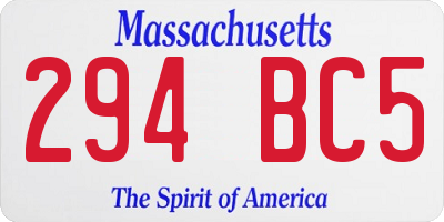 MA license plate 294BC5