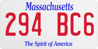 MA license plate 294BC6