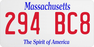 MA license plate 294BC8