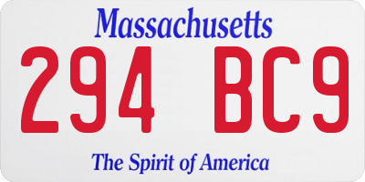 MA license plate 294BC9