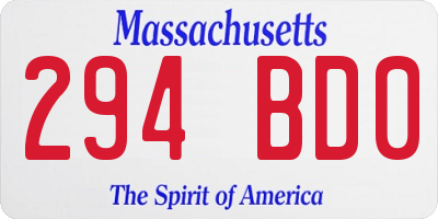 MA license plate 294BD0