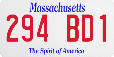 MA license plate 294BD1